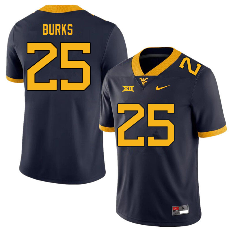Men #25 Aubrey Burks West Virginia Mountaineers College Football Jerseys Sale-Navy